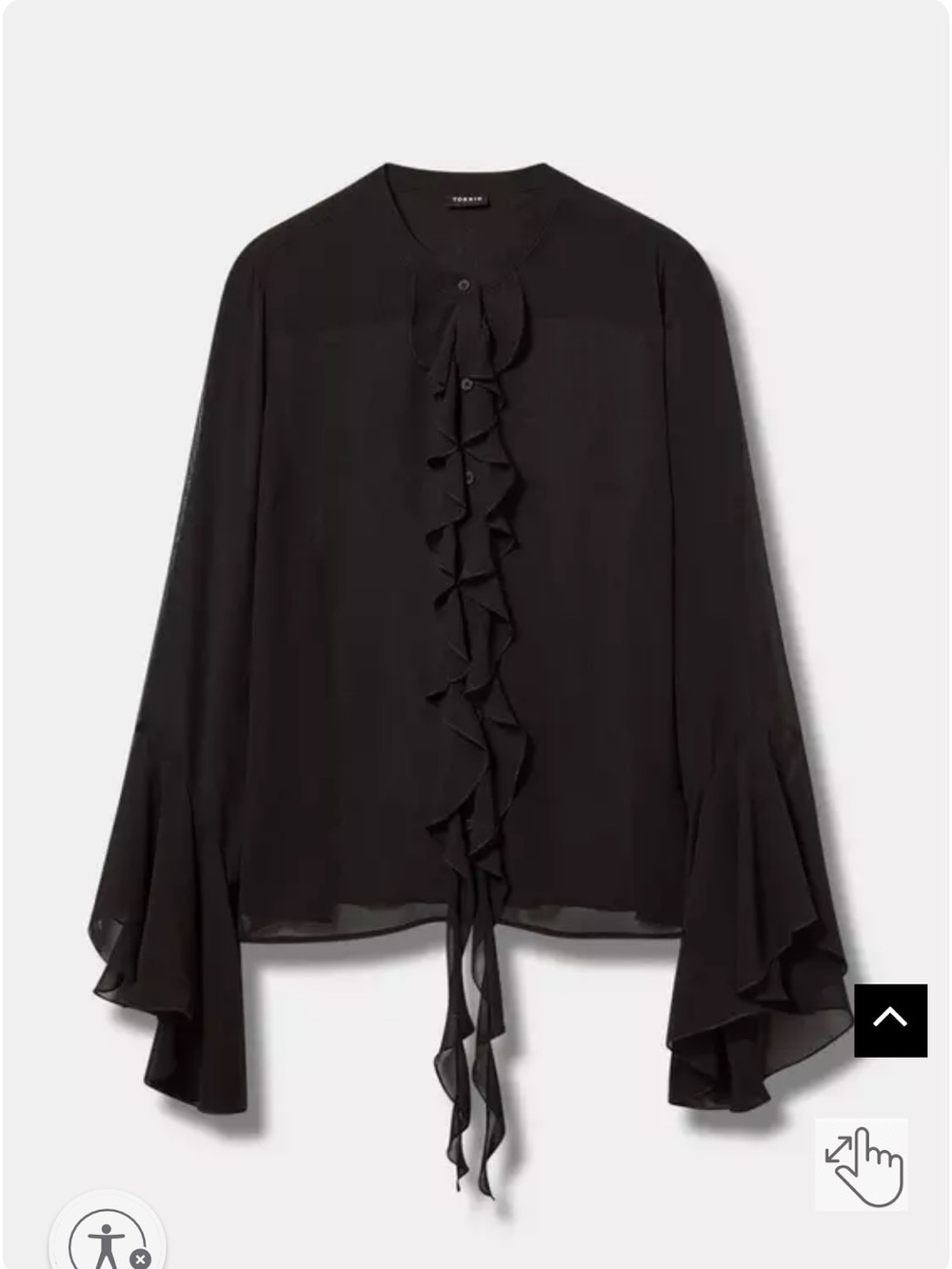 Torrid Black Ruffle Button Down Front Blouse